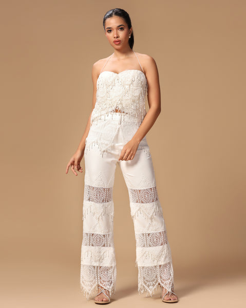 Ivory Cascade Lace Bustier Set