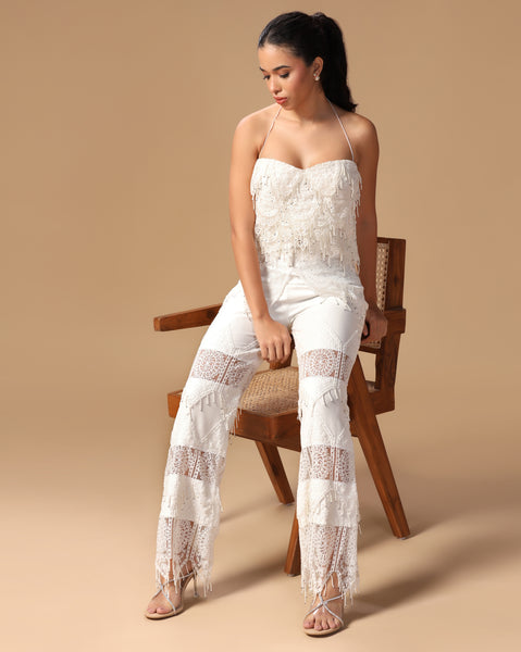 Ivory Cascade Lace Bustier Set