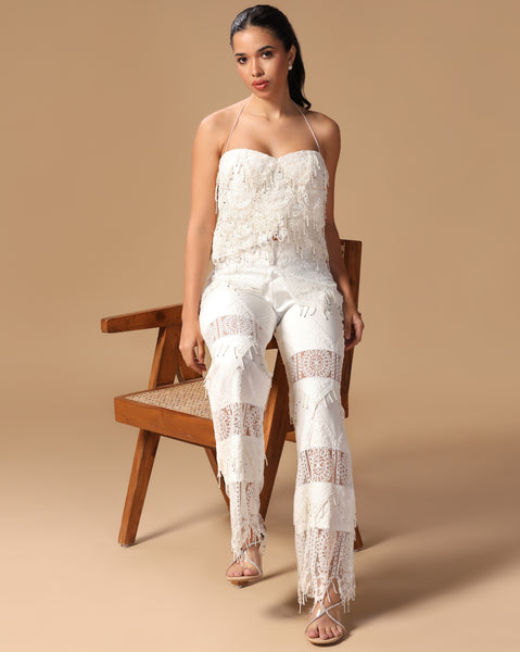 Ivory Cascade Lace Bustier Set