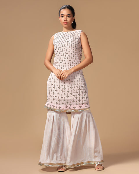 Icelavender georgette dewdrop sharara set