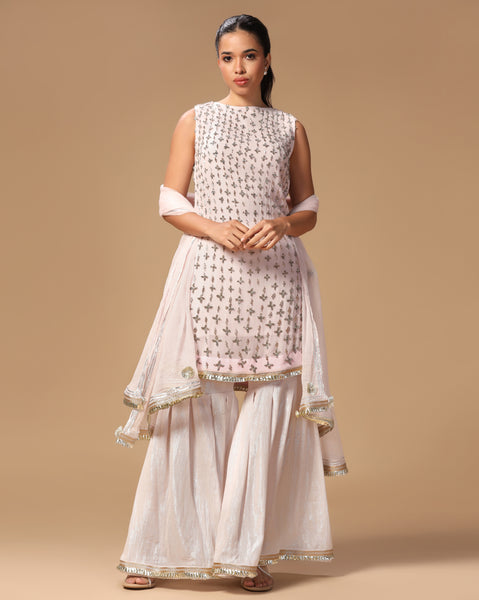 Icelavender georgette dewdrop sharara set