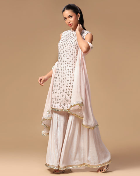 Icelavender georgette dewdrop sharara set