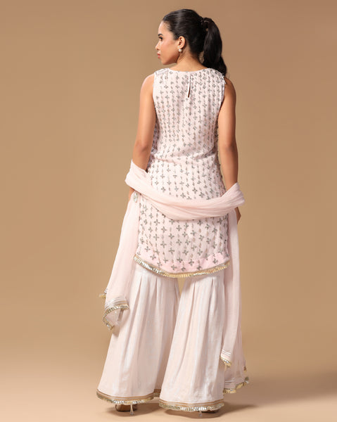 Icelavender georgette dewdrop sharara set