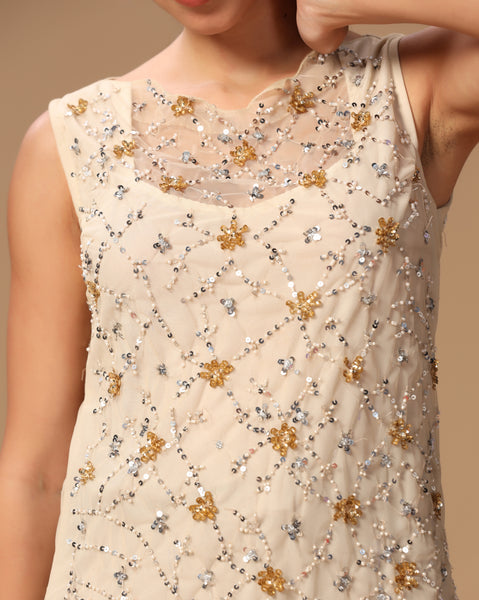 Gilded Tulle Jaal with Sheer Lehenga