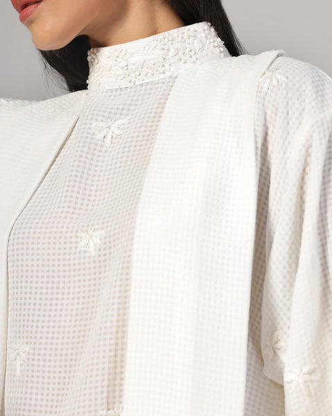 Women'S White Embroidered Thread Work Top