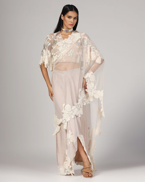 Women'S Silk Net Embroidery Blouse with Skirt and Dupatta (Set of 3)