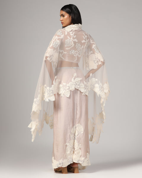 Women'S Silk Net Embroidery Blouse with Skirt and Dupatta (Set of 3)