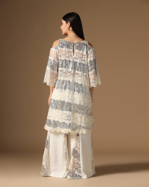 Sharara set with key hole sleeve