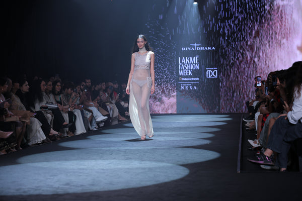 Cutwork Yoke Crochet Net Maxi Sheer Statement Dress