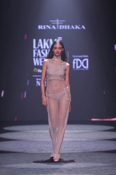 Cutwork Yoke Crochet Net Maxi Sheer Statement Dress