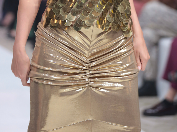 Gold lurex rutched skirt