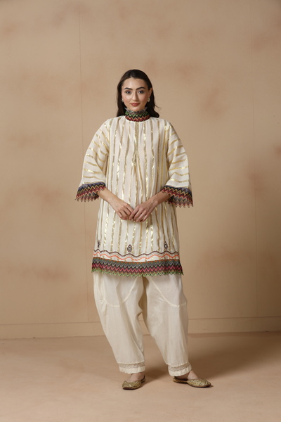 Ivory Gota Farshi Set
