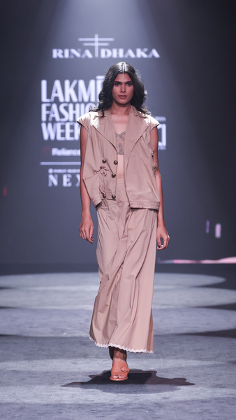 Cotton Poplin Asymmetrical Gilet & Pleated Yoke Maxi Skirt Set