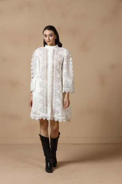 Rina Dhaka Ivory Lace Shift Dress