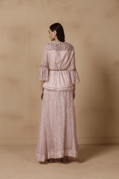 Lavender Sequined Skirt Gown Set