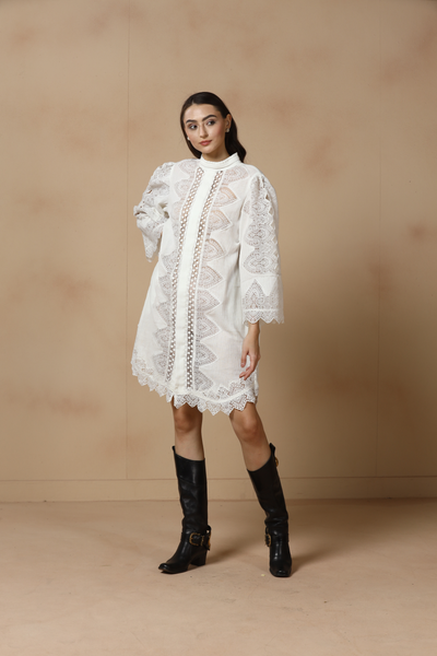 Rina Dhaka Ivory Lace Shift Dress