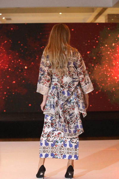 Peacock Bloom Ruched Skirt