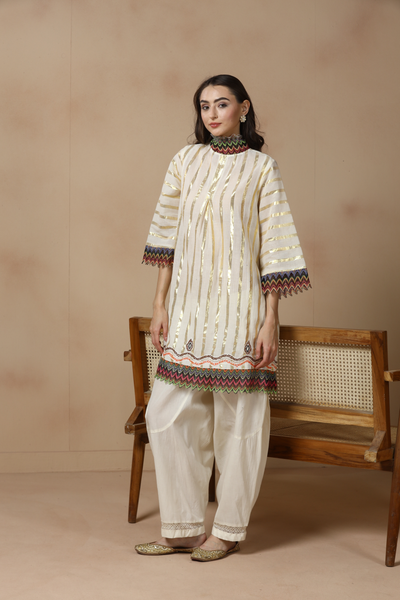 Ivory Gota Farshi Set