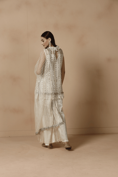 Ivory Whisper Pleated Sharara Set