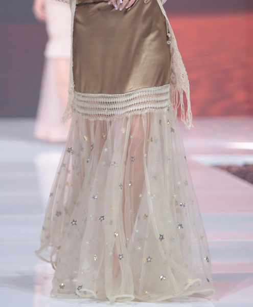 Gold Skirt with star embroidered