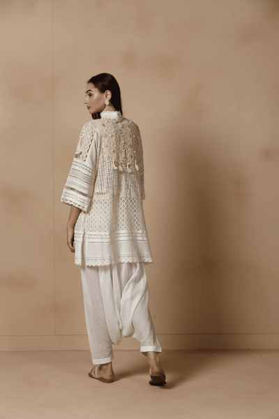 Ivory Patchwork Kurta with Dhoti Salwar
