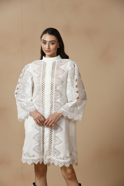 Rina Dhaka Ivory Lace Shift Dress