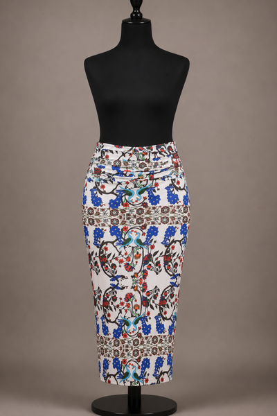 Peacock Bloom Ruched Skirt