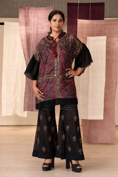 Noor Wine Sharara Set