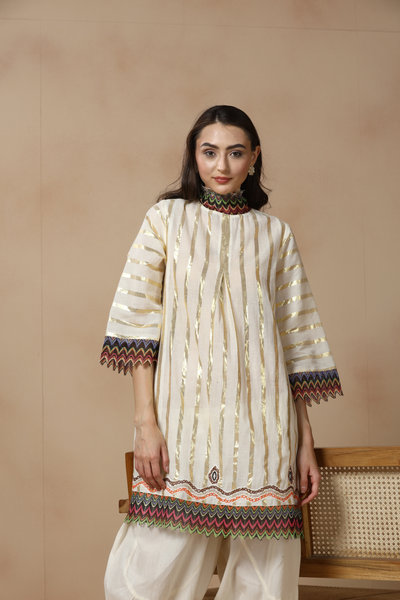 Ivory Gota Farshi Set