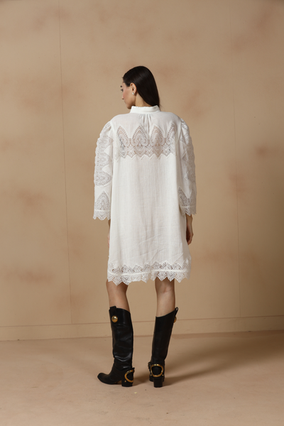Rina Dhaka Ivory Lace Shift Dress