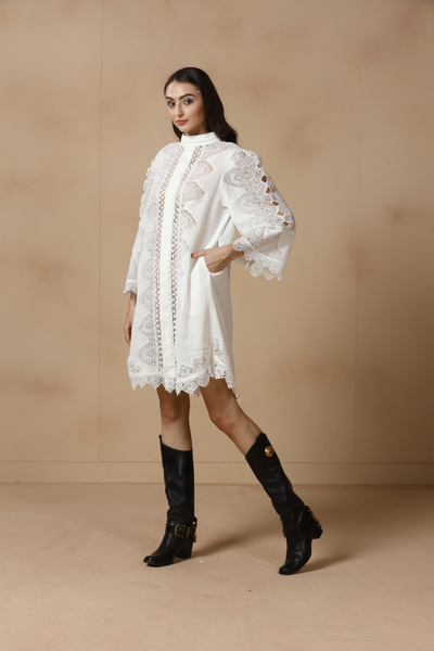 Rina Dhaka Ivory Lace Shift Dress