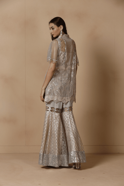 Ice Lavender Mirrorwork Sharara Ensemble