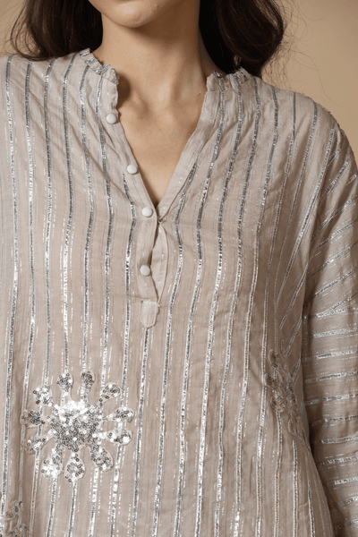 Moonlit Silver Stripe Sharara Set
