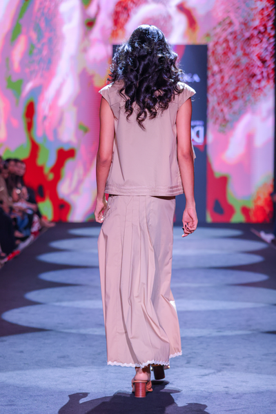 Cotton Poplin Asymmetrical Gilet & Pleated Yoke Maxi Skirt Set