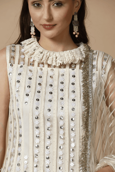 Ivory Whisper Pleated Sharara Set