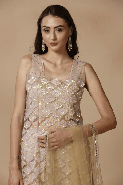 Champagne Sequin Sharara Set
