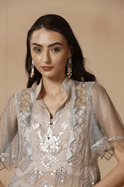 Ice Lavender Mirrorwork Sharara Ensemble