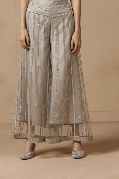 Moonlit Silver Stripe Sharara Set