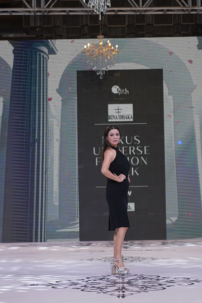 Black Suede Asymmetric Dress