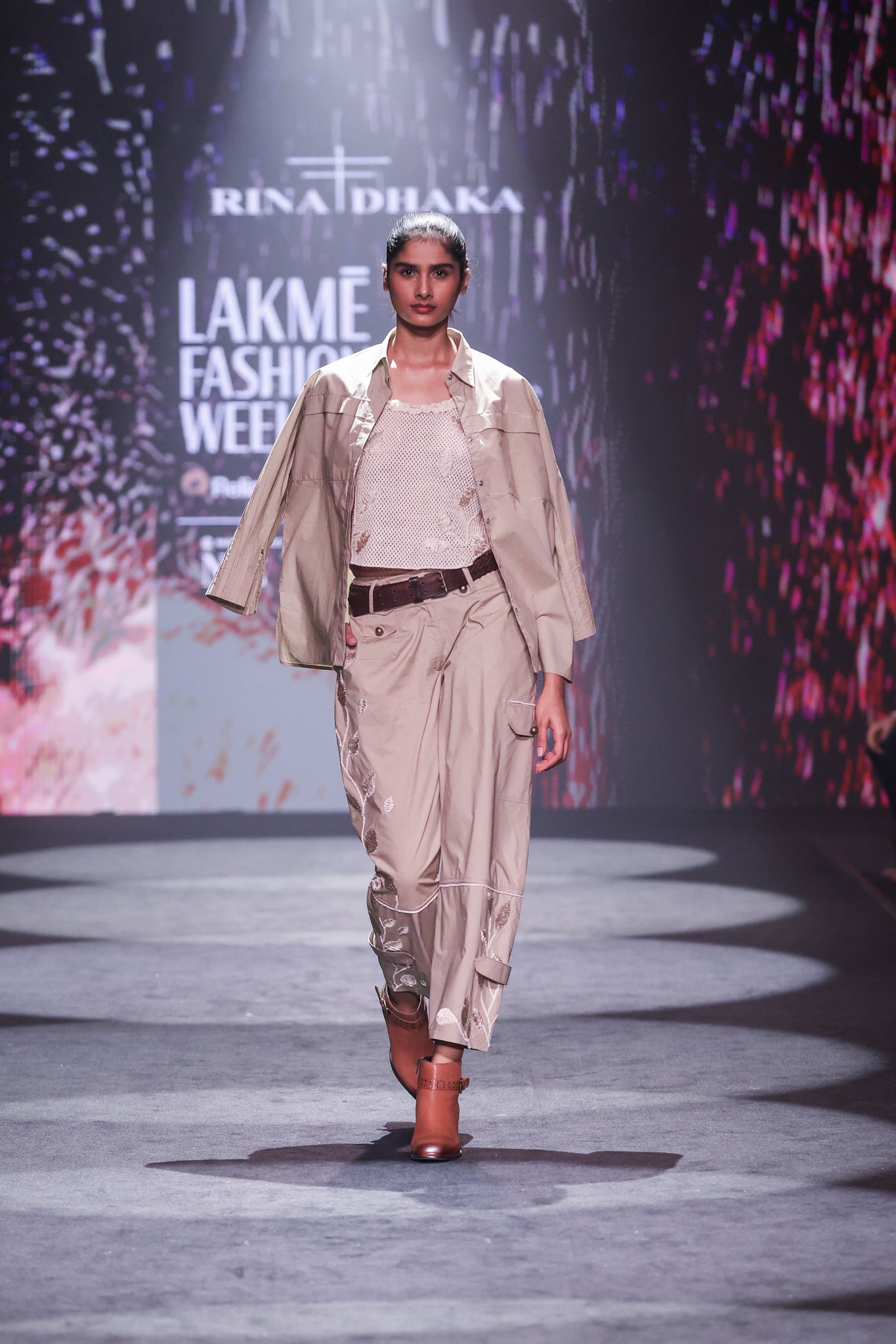 Artisanal Zardozi Embroidered Khaki Poplin 3-Piece Set