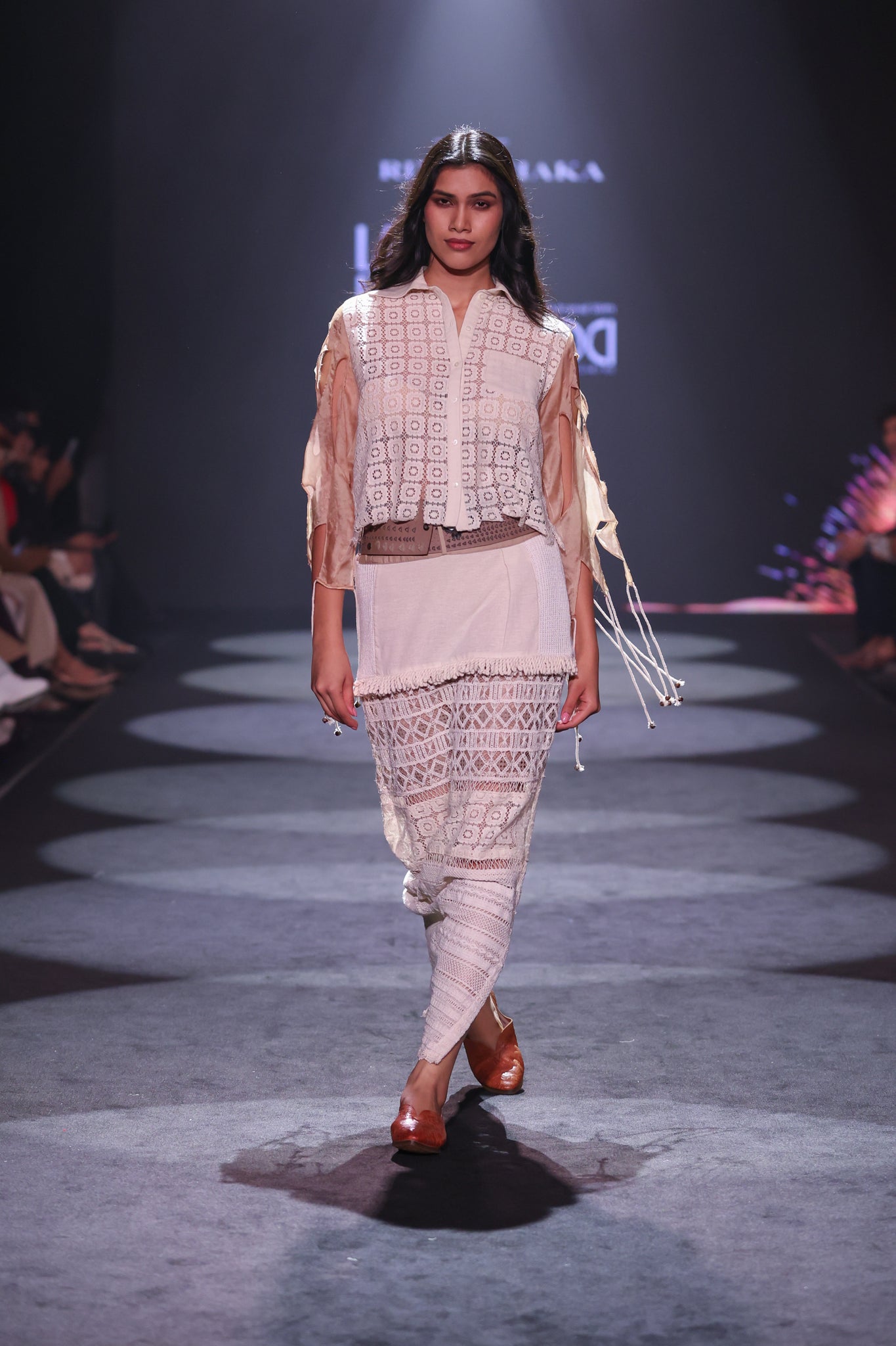 Cotton Lace Crochet Patchwork Maxi Skirt & Cutwork Blouse Set