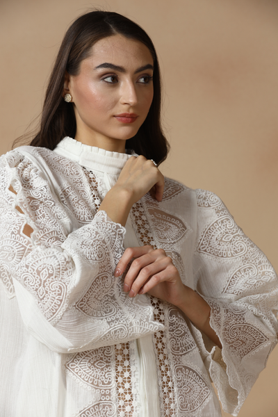 Rina Dhaka Ivory Lace Shift Dress