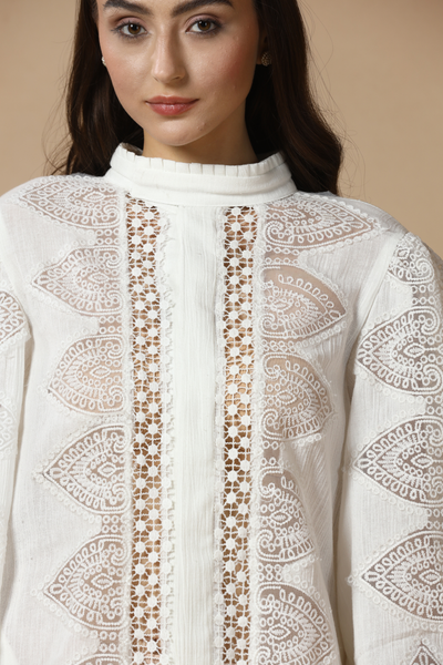 Rina Dhaka Ivory Lace Shift Dress