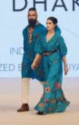 Blue Silk Embroidery Kurta Men