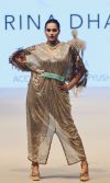 Silver Sequined Kaftan with copper embroidery and feathers