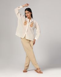 Cotton shirt with tassel with embroidery