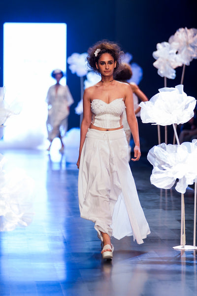 White Skirt with Asymmetrical Pockets