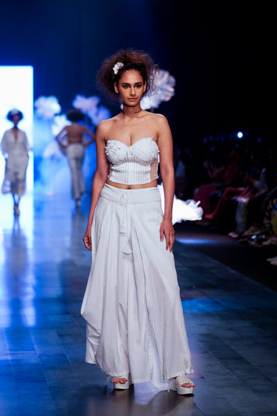 White Skirt with Asymmetrical Pockets