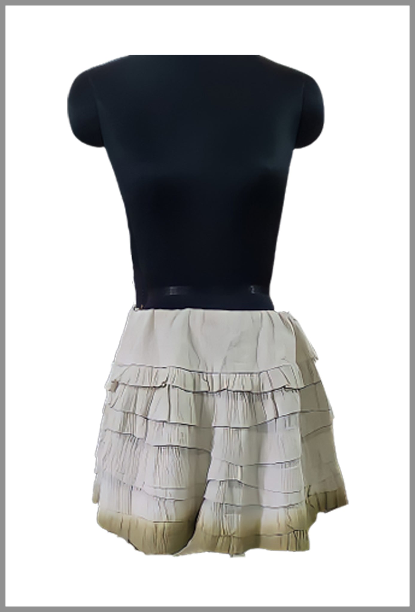 White tiered tie dye cotton mini skirt (m)