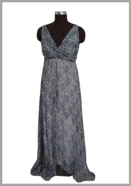 Grey Chiffon Printed Dress